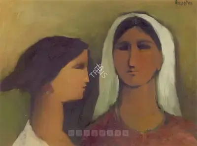 Arup Das (Artist), Two Sisters, Painting