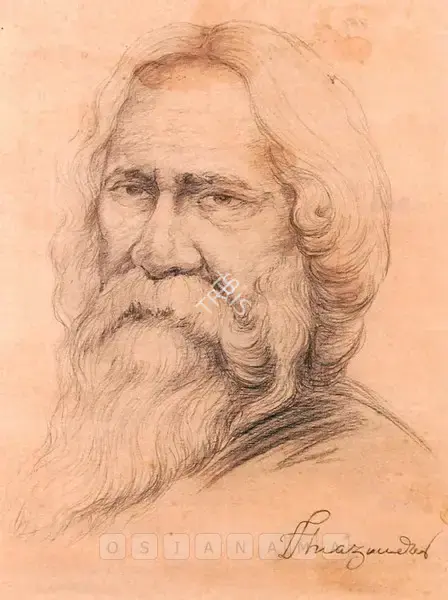Hemendranath Mazumdar (Artist), Portrait Of Rabindranath Tagore, Drawing
