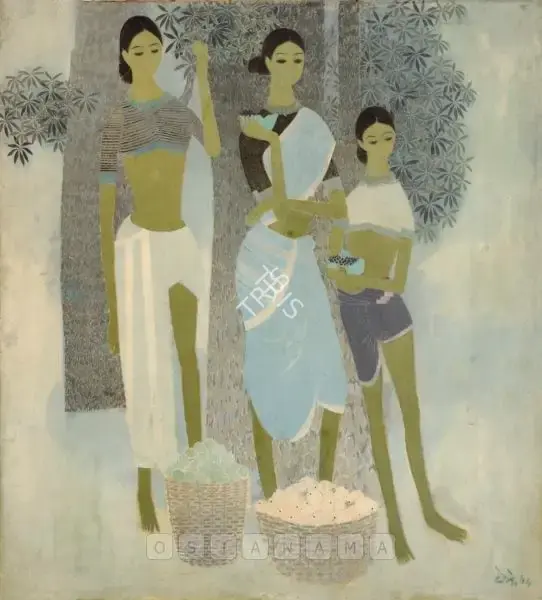 N.S. Bendre (Artist), Village Scene, 1975, Painting