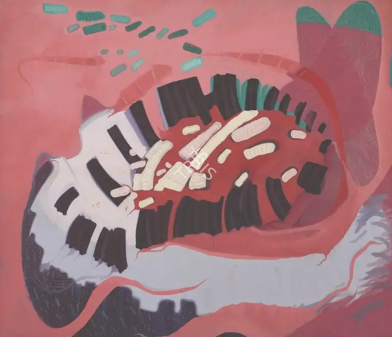 Sheila Makhijani (Artist), Peachy Peach Leachy Leach, 2002, Painting