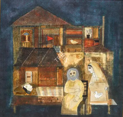 Badri Narayan (Artist), Dreaming of the Painted Hamsa, 1990, Painting