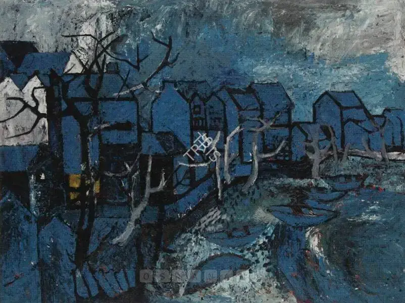 Avinash Chandra (Artist), Blue Landscape, 1958, Painting