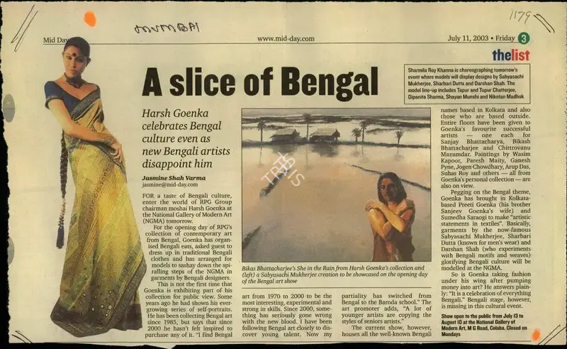 Jasmine Shah Varma (Reporter), A Slice of Bengal, 2003, Newspaper Clipping
