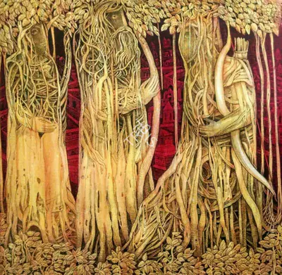 Ompal Sansanwal (Artist), Bhishma with Arjun, 2016, Painting