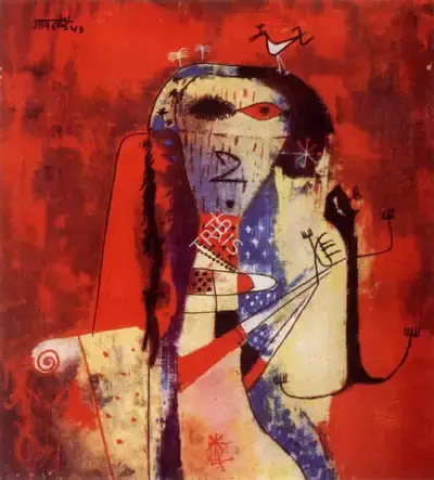 V.S. Gaitonde (Artist), Inhabitant of a Strange Land, 1943, Painting
