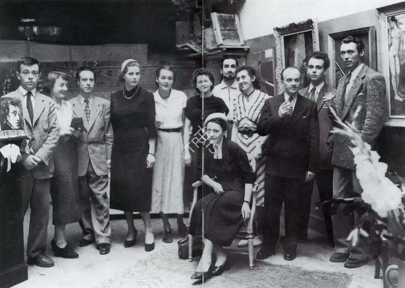Unknown (Photographer). Jehangir (fifth from right) in a group photograph, Academie Julian. Photographic Still, 1949 | Contemporary Photograph, The Crucible of Painting, 2005 | Photography | 00801902