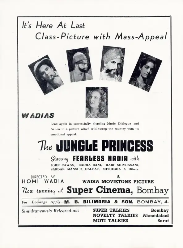 Homi Wadia (Director), Jungle Princess, 1942, Advertisement