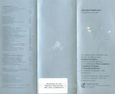 Mrinalini Mukherjee (Artist), Mrinalini Mukherjee, 1986, Solo Exhibition Invitation