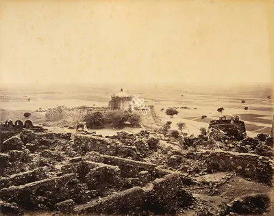 Samuel Bourne (Photographer), Tomb of the Emperor Togluk - Ruins of the Fort in the foreground, 1865, Antiquarian Photograph
