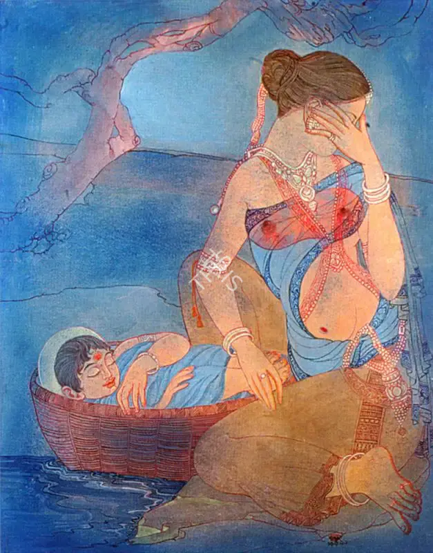 Shantanu Ukil (Artist), Kunti and Karna, 1999, Painting