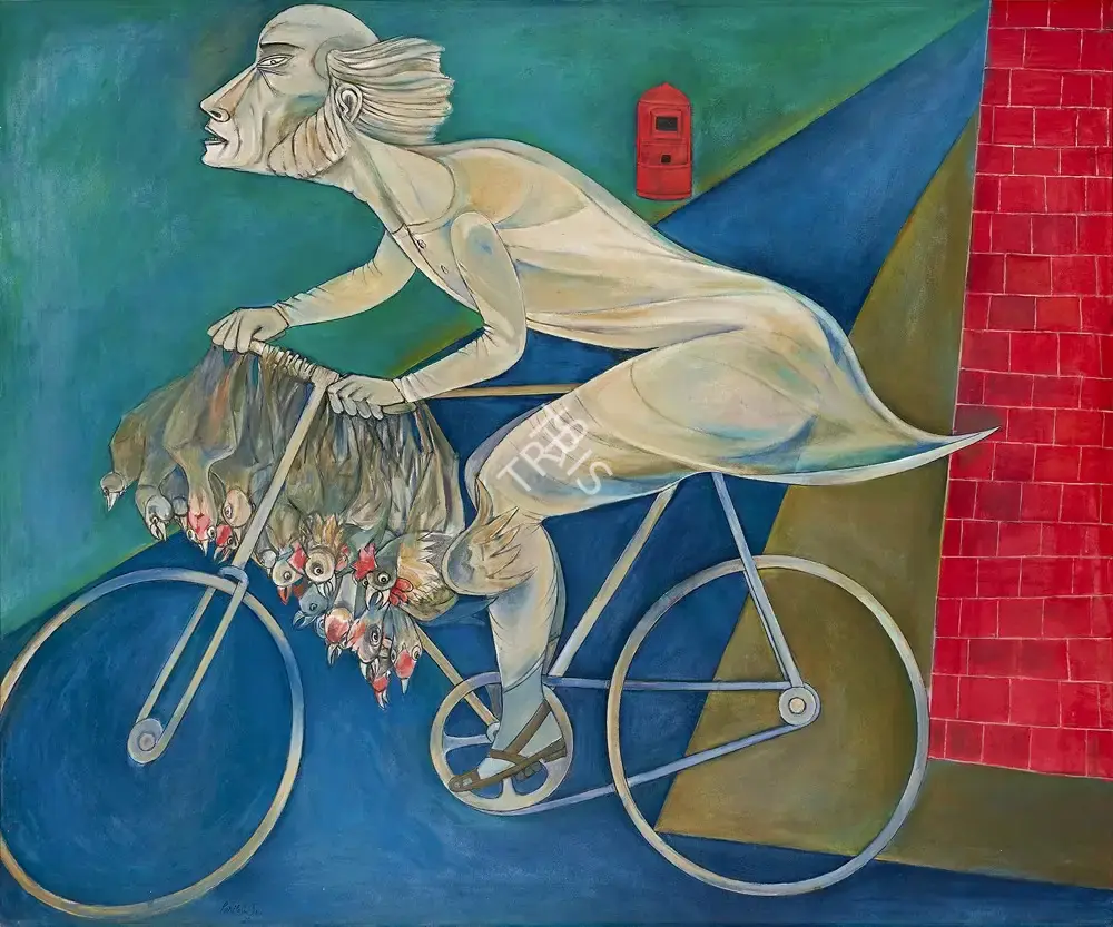 Sen, Paritosh (Artist). On the way to the Market, 1990 | Painting, AG.Onl/26.09.22, 2022 · Asta Guru