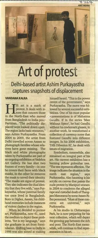 Vandana Kalra (Reporter), Art of Protest, 2009, Newspaper Clipping