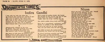 Harindranath Chattopadhyay (Poet), Indira Gandhi, 1972, Poem