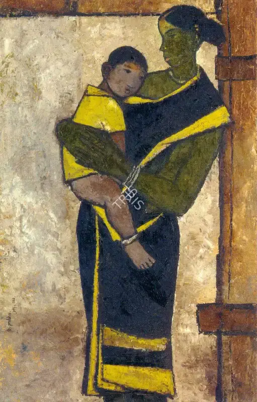 B. Prabha (Artist), Mother And Child, 1960, Painting