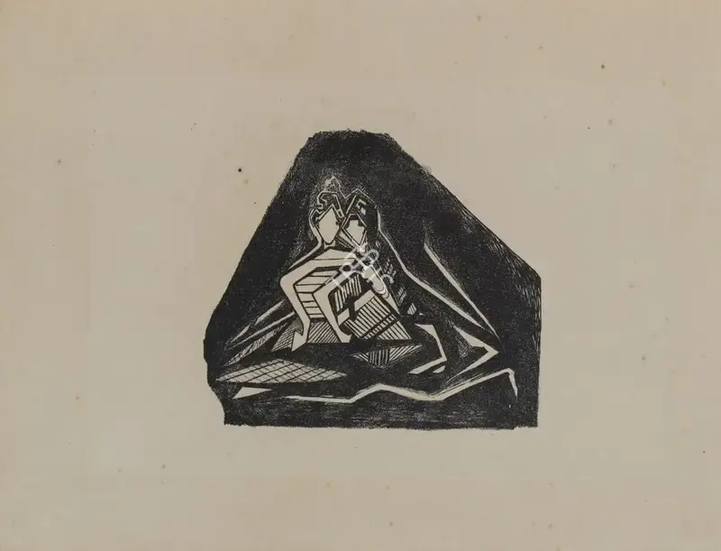 Rabindranath Tagore (Artist), Untitled (Lovers), Print
