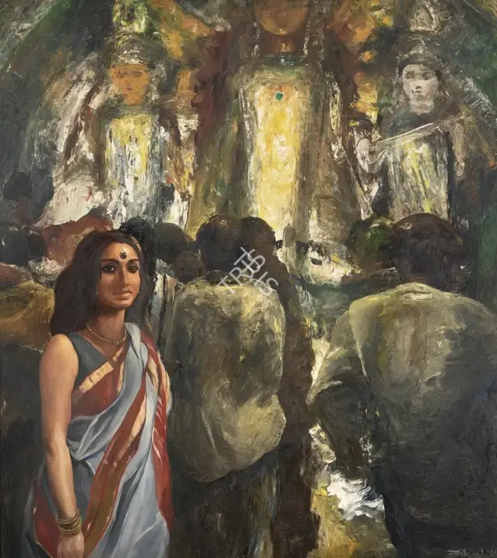 Bhattacharjee, Bikash (Artist). Durga, 1988 | Painting, AG.Mum/26.09.24, 2024 · Asta Guru