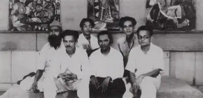 (Photographer). The Progressive Artists Group L to R—First row: Souza, Ara, Gade; Second row: Husain, Bakre, Raza. Photographic Still, 0 | Contemporary Photograph, Maqbool Fida Husain, 1971 | Photography | 00501657