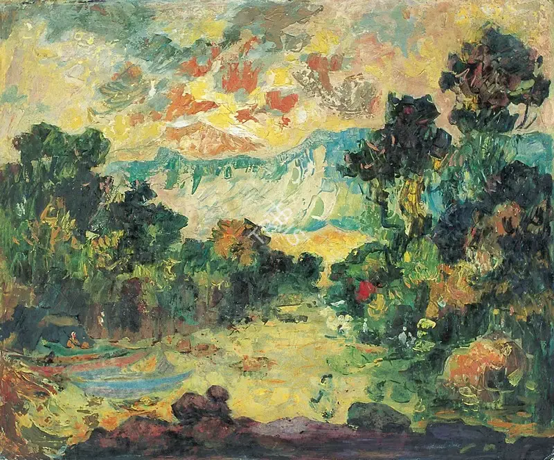 A.A. Almelkar (Artist), Landscape, 1947, Painting