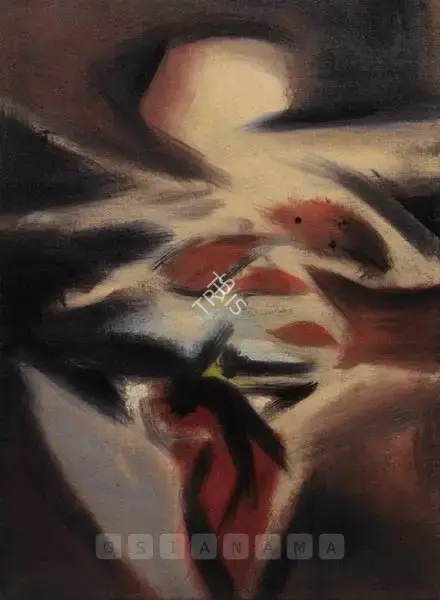 Ahmed Parvez (Artist), Abstract With Red And White, Painting