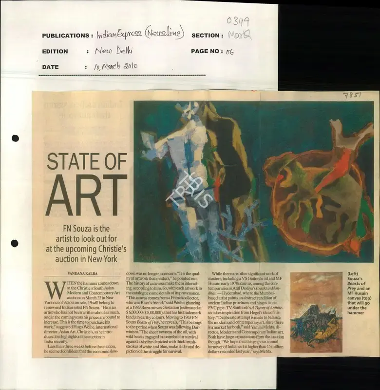 Vandana Kalra (Reporter), State of Art, 2010, Newspaper Clipping