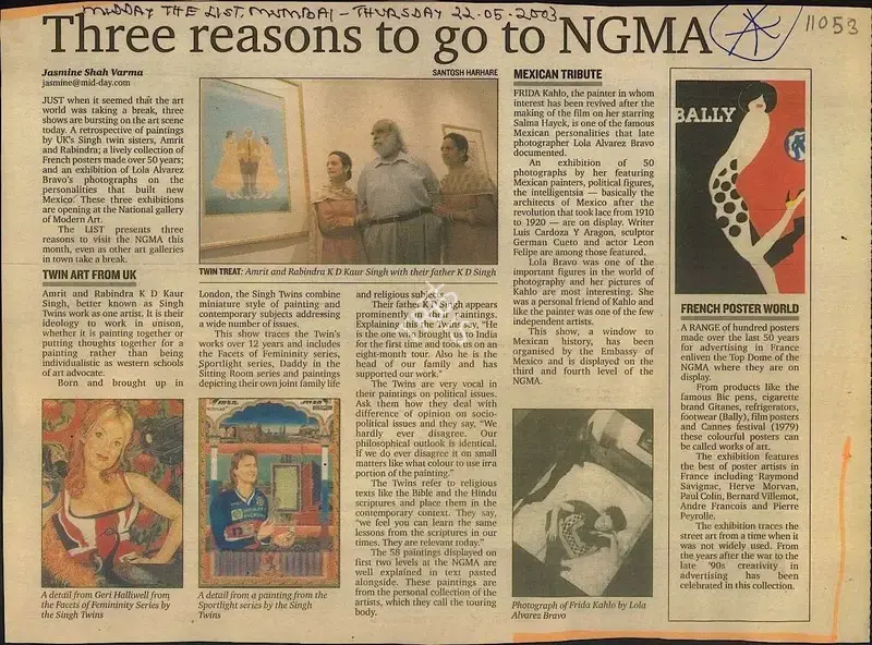 Jasmine Shah Varma (Reporter), Three Reasons to go to NGMA, 2003, Newspaper Clipping