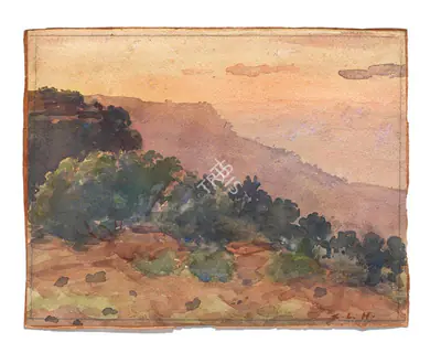 S.L. Haldankar (Artist), Untitled (Landscape from Panhala Fort, Kolhapur), Painting