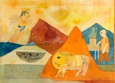 Badri Narayan (Artist), Welcoming The Six Tusked Elephant, 2005, Painting