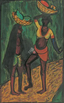 H.A. Gade (Artist), Girls from Matheran - Hill Station, 1948, Painting