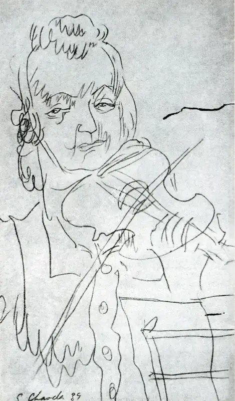 Shiavax Chavda (Artist), Hungarian Musician, 1939, Drawing