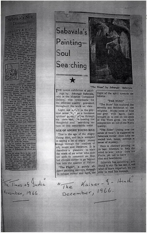 Gieve Patel (Writer), Sabavala's new direction, 1966, Newspaper Clipping