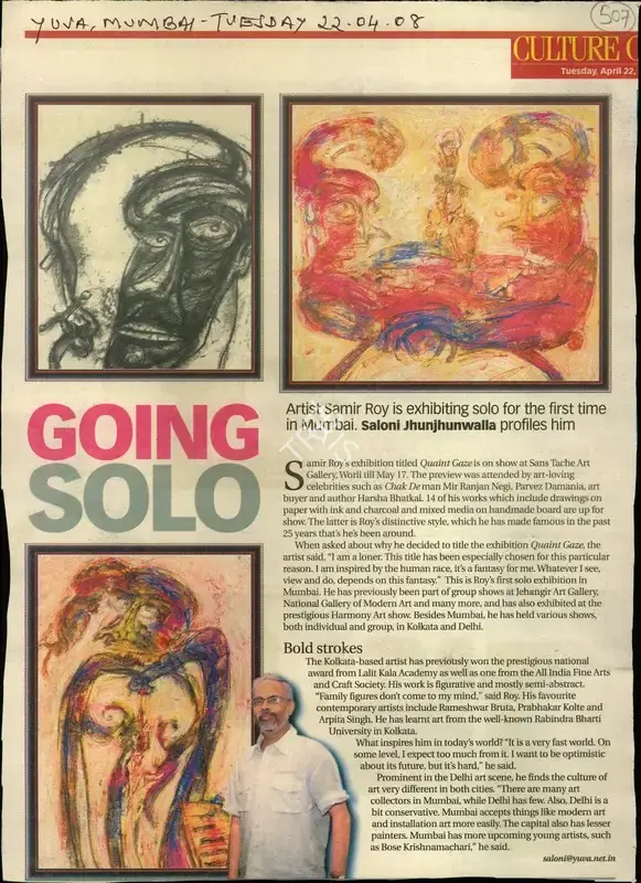 Saloni Jhunjhunwala (Reporter), Going Solo, 2008, Newspaper Clipping