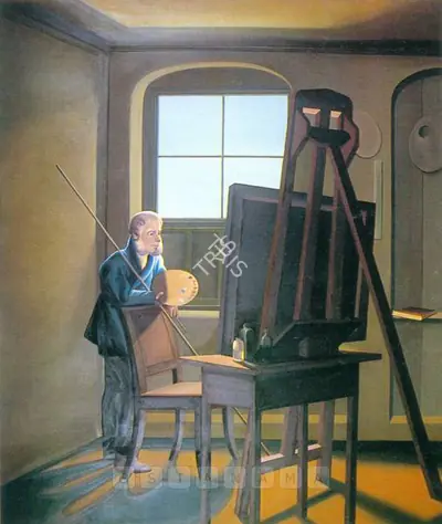 Shibu Natesan (Artist), Casper David Friedrich In His Studio, 2001, Painting