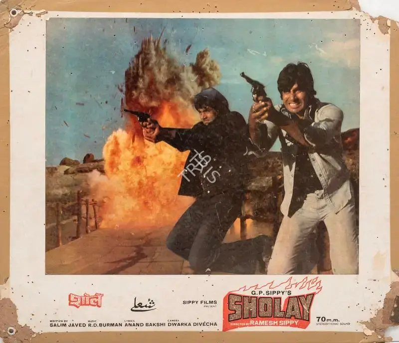 Dwarka Divecha (Cinematographer), Sholay, 1975, Photographic Still Mounted on Lobby Card