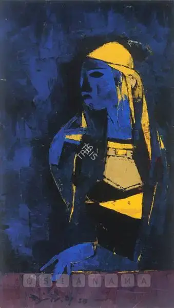 G.R. Santosh (Artist), A Kashmiri Maiden, 1958, Painting