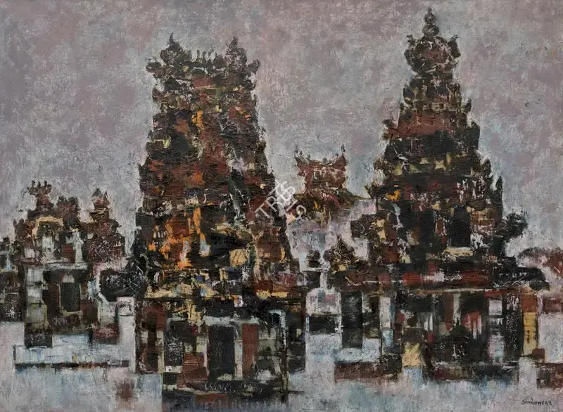 A.A. Almelkar (Artist), Kumbakonam Temple, 1965, Painting