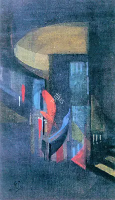 Gaganendranath Tagore (Artist), Cubic Interior, Painting