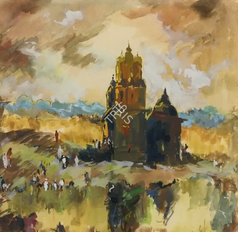 H.A. Gade (Artist), Temple at Nasik, Painting