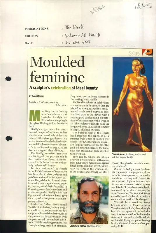 Anjali Sircar (Reporter), Moulded Feminine, 2007, Newspaper Clipping