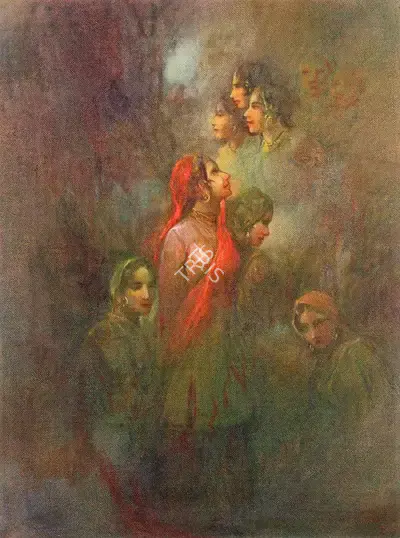 Ustad Allah Bukhsh (Artist), Women, Painting