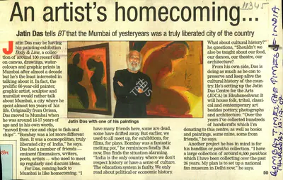 An Artist's homecoming…, 2007, Newspaper Clipping