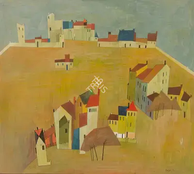 S.H. Raza (Artist), Paysage Provencal - I (Cagnes), 1951, Painting