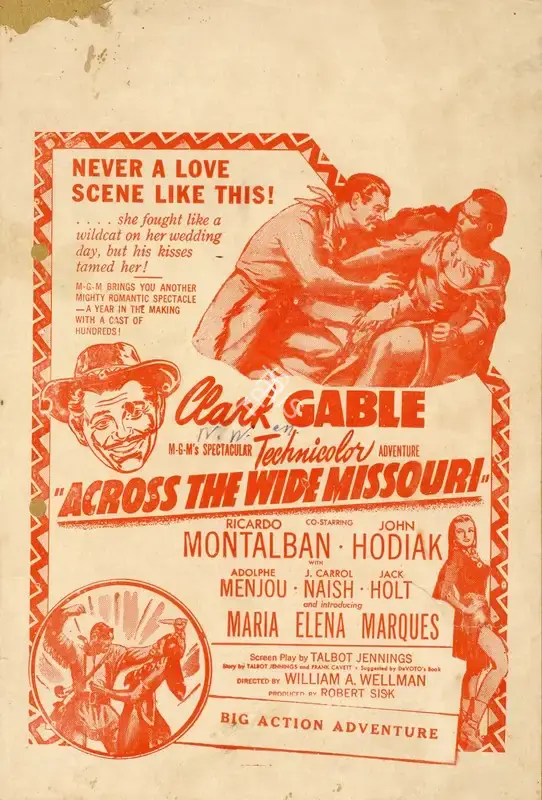 William A. Wellman (Director), Across the Wide Missouri, 1951, Handbill