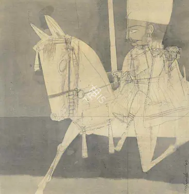 Ganesh Pyne (Artist), Untitled (Horse and Rider), 1980, Painting