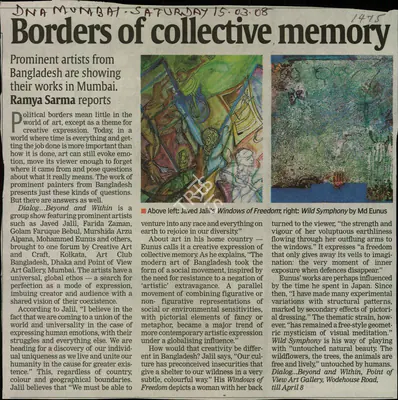 Ramya Sharma (Reporter), Borders of Collective Memory, 2008, Newspaper Clipping