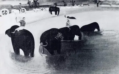 Amrita Sher-Gil (Artist), Elephants in the Green Pool, 1938, Painting