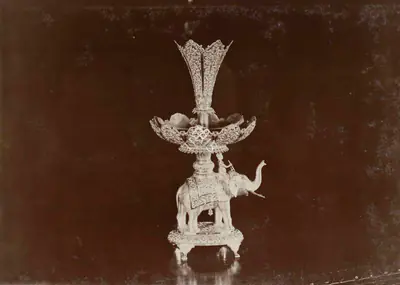 Studio Bourne & Shepherd (Photographic Studio), Centre Piece presented by Sheth Nurmamad Amad, 1909, Antiquarian Photograph