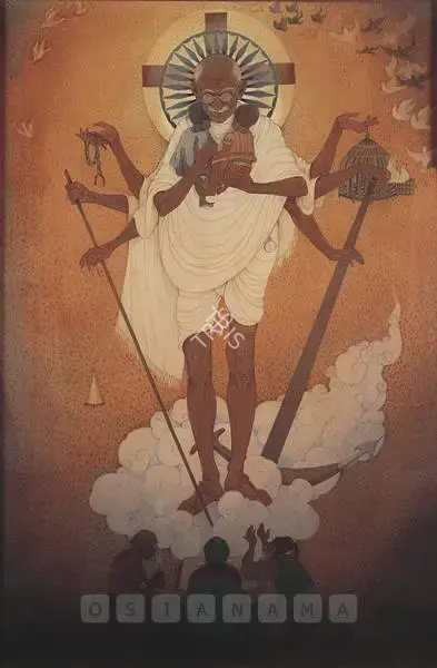 Badri Nath Arya (Artist), Gandhi: Harmony Of Religions, 1970, Painting