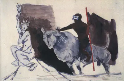 Husain, M. F. (Artist). Picasso in New York. Watercolour, 1980 | Husain , 1988 | Painting | FineArts | 00495144