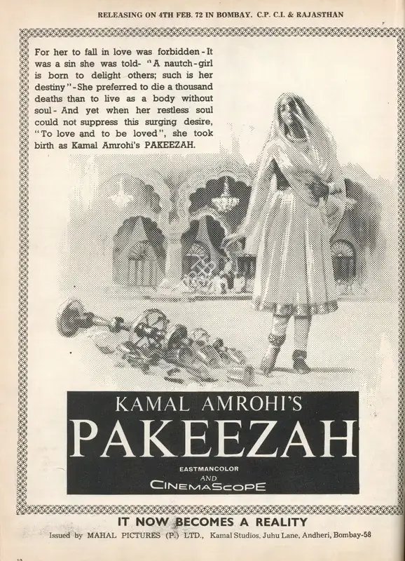 Kamal Amrohi (Producer), Pakeezah, 1971, Advertisement