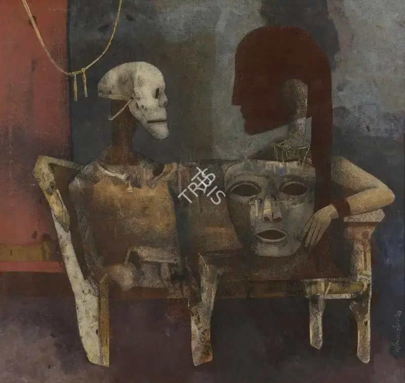 Pyne, Ganesh (Artist). The Masks, 1994 | Painting, Sa.Mum/16.02.17, 2017 · Saffronart
